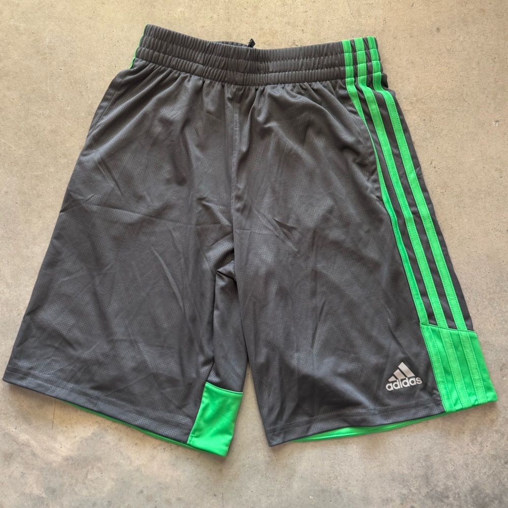 NWOT! Adidas Boys Charcoal and Neon Green Shorts